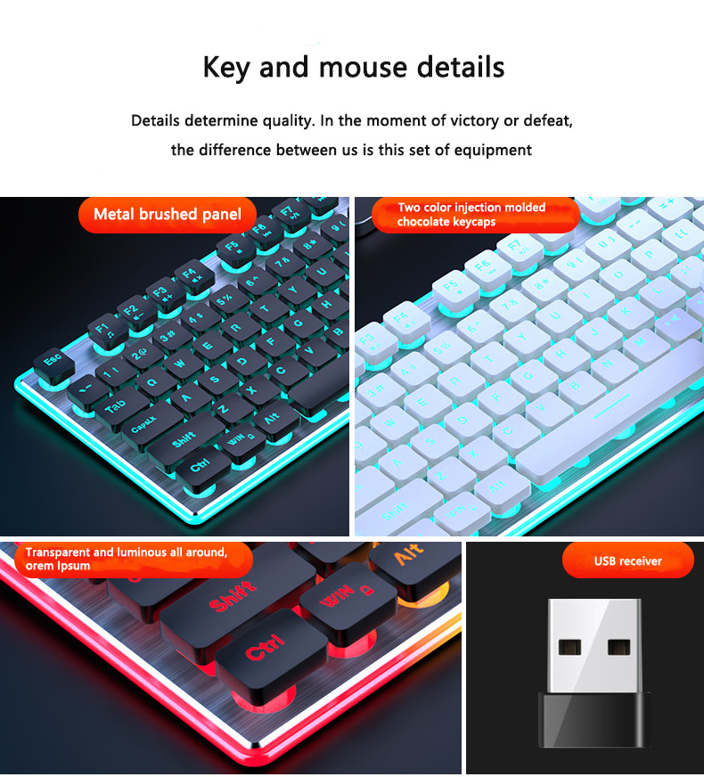 Ultra thin 2.4Ghz Cordless Slim Rgb Backlit Lights Rechargeable Office 24G Wireless Gaming Set Keyboard and Mouse Combo