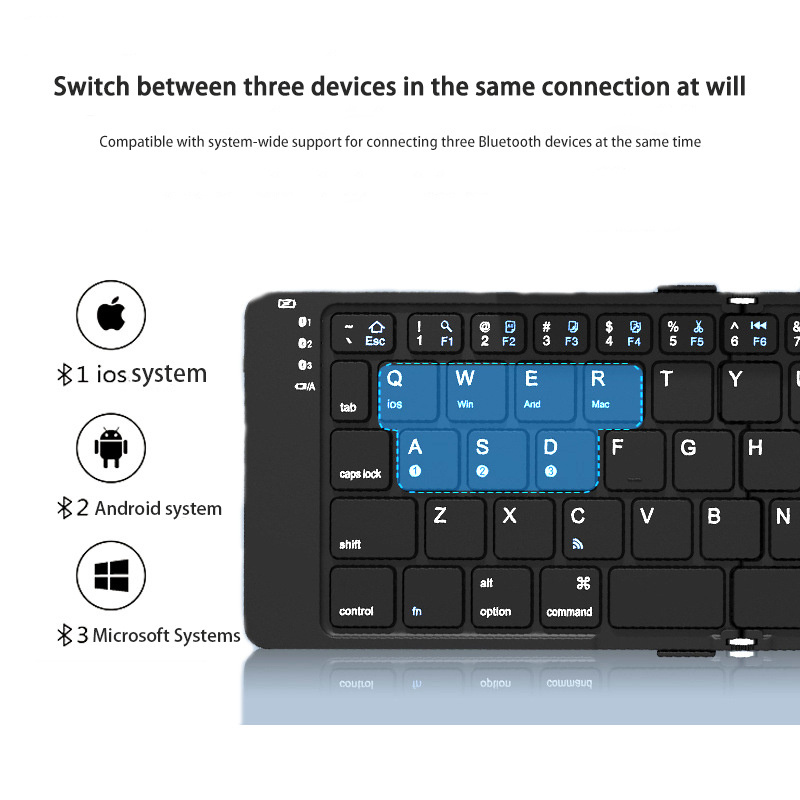 PCTENK R65  Two fold keyboard tablet laptop mobile phone universal portable folding keyboard bluetooth