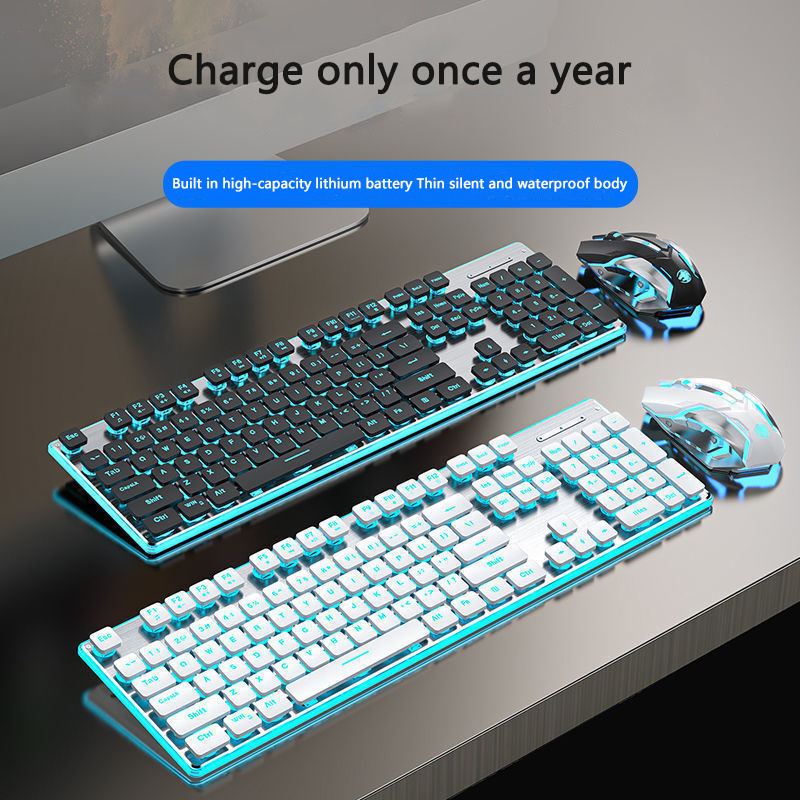 Ultra thin 2.4Ghz Cordless Slim Rgb Backlit Lights Rechargeable Office 24G Wireless Gaming Set Keyboard and Mouse Combo