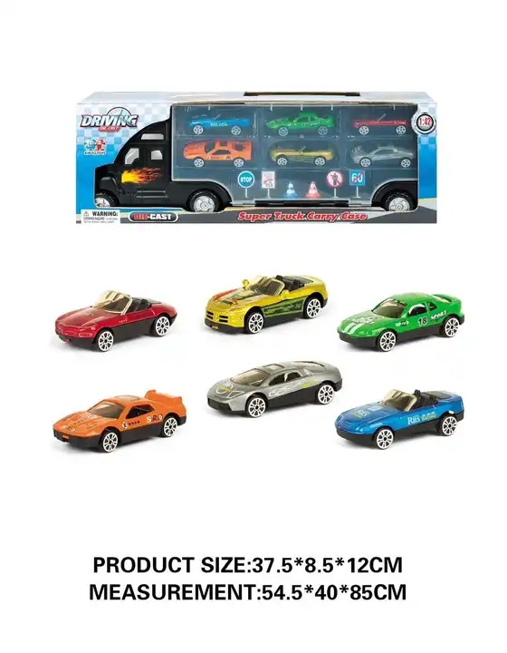 Hot Sale Transport Car Carrier Truck Toy With 6 Stylish Metal Racing Cars Toy Truck Transport Carrier Car For Kids