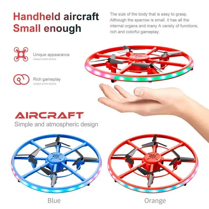 Kids Funny Mini Drone 360 Rotating Soaring Orb Ball Toy with Light Avoid Obstacle Sensor Flying UFO