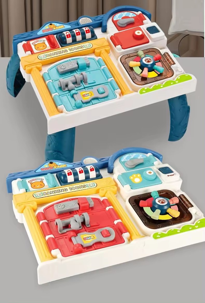 Multi-functional Activity Learning Table For Kids Musical Montessori Locks Sensory Fidgets Latches Board Toy