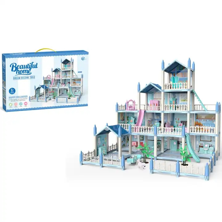 Diy Villa Toy Plastic Large Doll House Toy Big Size House Modle Beautiful Plastic Doll Villa Toy