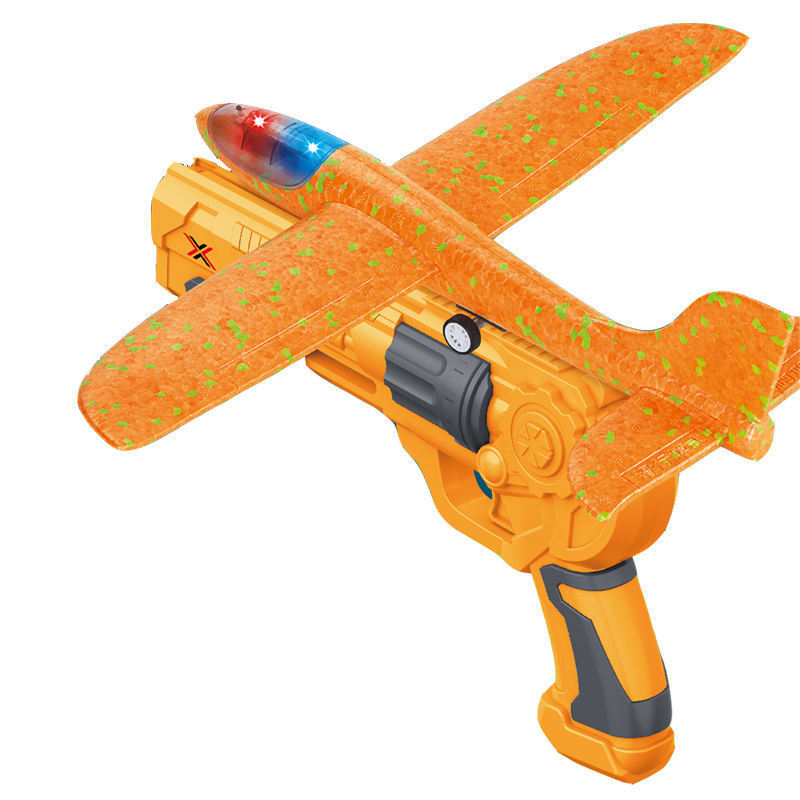 3 in 1 Launch Airplane Gun Toy 2 Flight Mode Air Glider Plane Eject Flying EVA Foam Aircraft Soft Projectile Guns