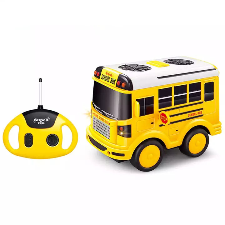 Four Channels Radio Control Truck With Music Light Happy RC School Bus Toy