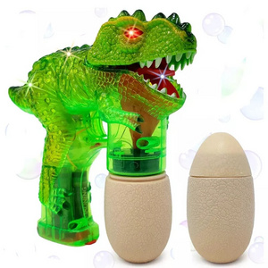 Toy dinosaur bubble gun with LED flash light up sound and soap bubble water