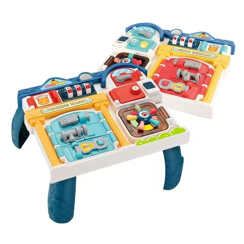 Multi-functional Activity Learning Table For Kids Musical Montessori Locks Sensory Fidgets Latches Board Toy