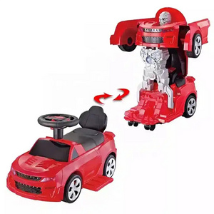 High Quality Kids 2 In 1 Deformation Robot Car with Music and Light Kids 4 Wheel Ride On Car Toy