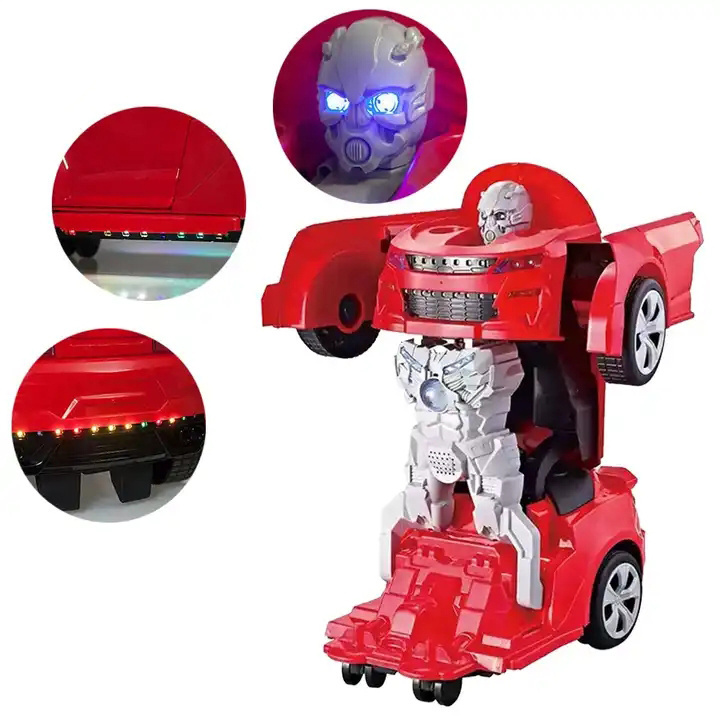 High Quality Kids 2 In 1 Deformation Robot Car with Music and Light Kids 4 Wheel Ride On Car Toy