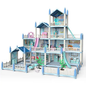 Diy Villa Toy Plastic Large Doll House Toy Big Size House Modle Beautiful Plastic Doll Villa Toy