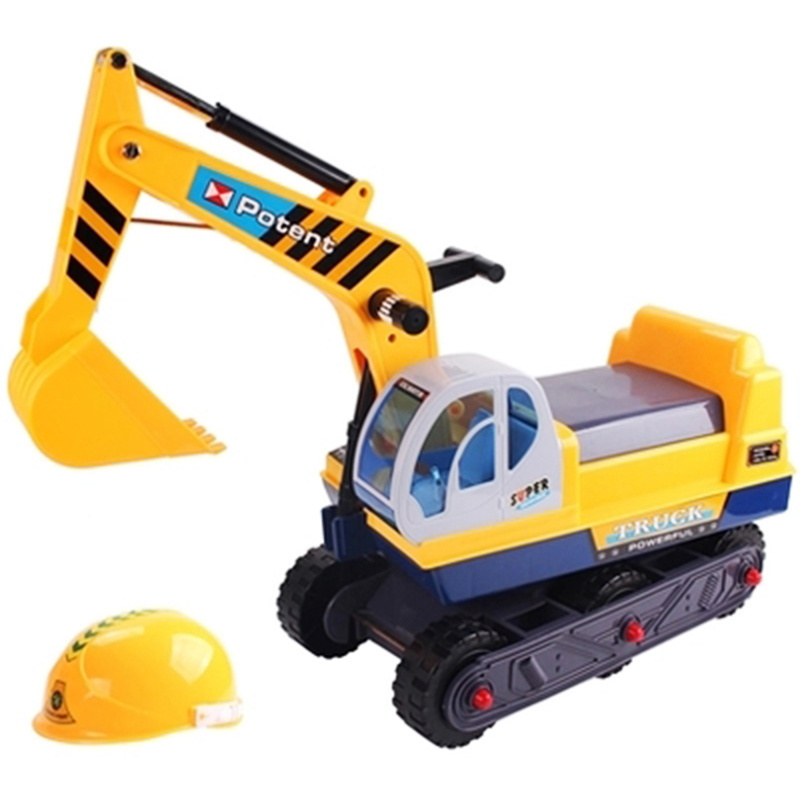 Pretend Play Construction Truck Toy Excavator Digger Scooter Pulling Cart Kids Ride on Car