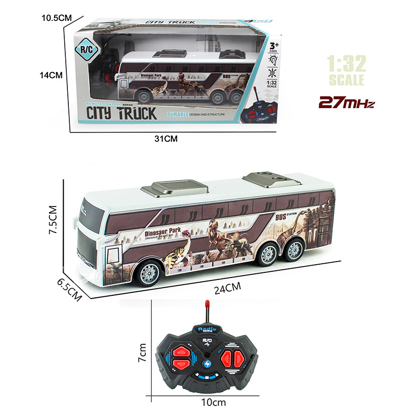 1:32 4 Channels Remote Control Simulation Theme Bus with Front Light RC Bus Car Toys Electric Plastic Window Box Multi-function