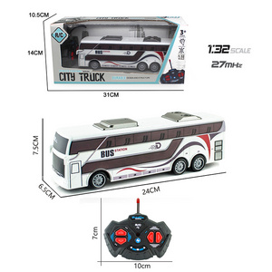 1:32 4 Channels Remote Control Simulation Theme Bus with Front Light RC Bus Car Toys Electric Plastic Window Box Multi-function