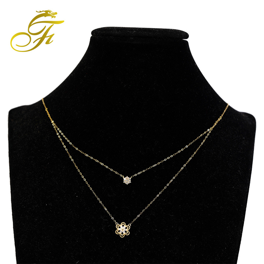 pendent necklace gold low MOQ women necklace 9k14k 18k 21k gold color solid gold jewelry choker necklace women