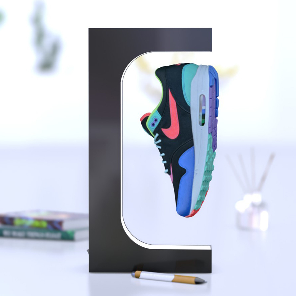 customize logo and packing rotating magnetic levitating levitation floating shoes sneaker display racks