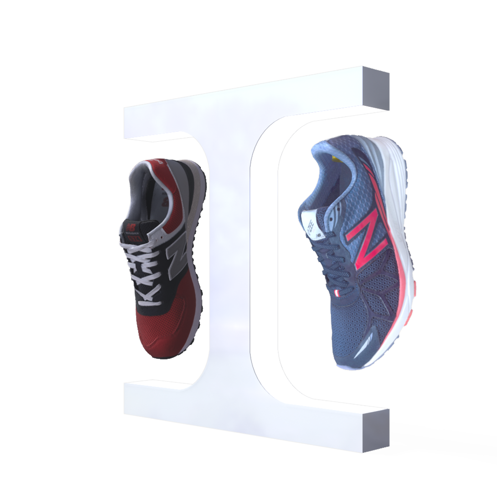 acrylic customize magnetic levitation floating rotating two shoes display racks with remote controller