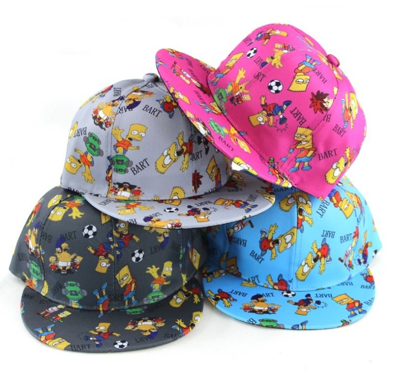 2022 New Design Custom Made Print Cartoon Cute Kids Snapback Caps Polyester Children Flat Brim Hip Hop Caps