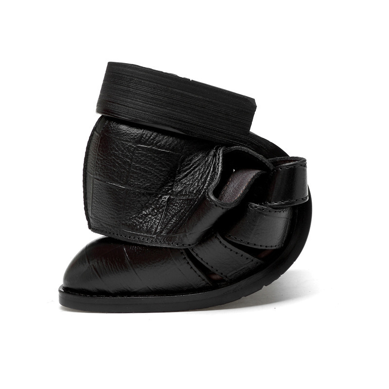 PDEP classic black leather sandals for men buckle italian leather saudi sandals leather men