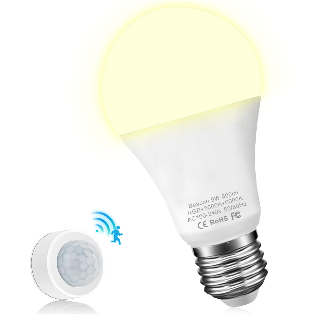 Motion Sensor Led Bulb KYOEON Smart RGBCW LED Bulb works with Tuya A19 E26 9W smart bulb with WiF