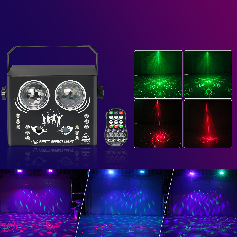 5 In 1 LED Stage Light With Magic Ball Laser Water Pattern UV Strobe Effect Remote DMX Sound/Automatic/Master/Slave Control