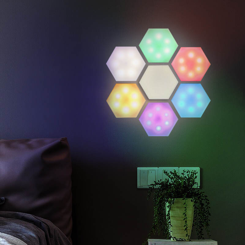 Hexagonal Wall Lamp Modular Touch Sensitive Lights White DIY Led Night Hexagon Panel Lights