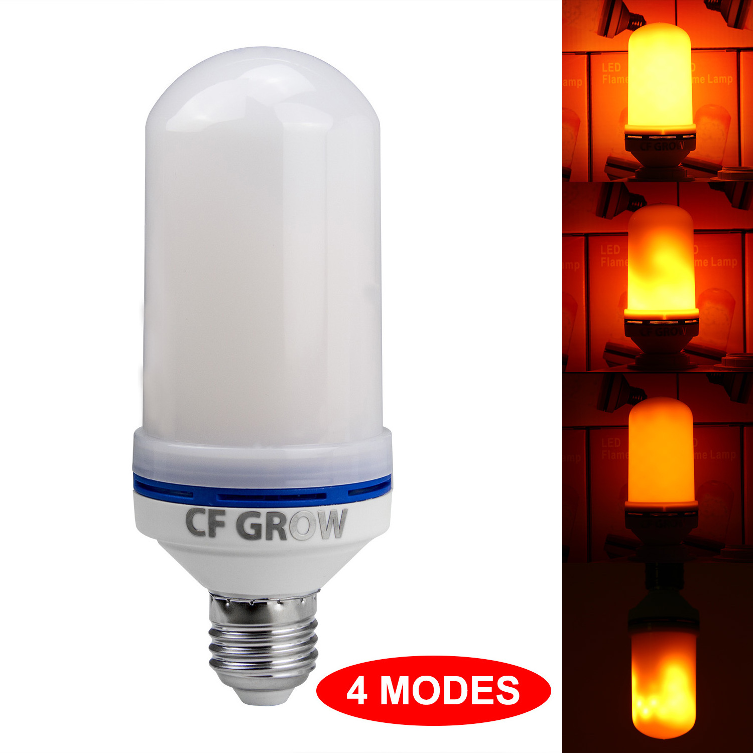 LED Flame Effect Fire Light Bulbs, 4 modes Creative flame bulb with Flickering Emulation Lamp