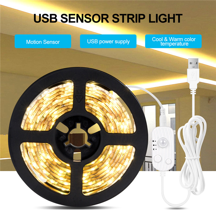 Motion Sensor LED Strip Light USB Port Body Detected Bed Stair Illumination Motion Sensor Led Strip Under Cabinet Lights