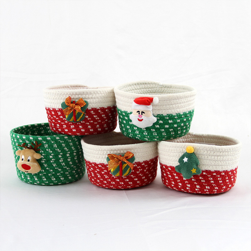 New Christmas Candy Storage Basket Decoration  Storage Basket Woven Bamboo Christmas Gift Basket