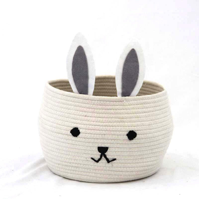 Cute rabbit  Cotton Rope Storage Basket for Baby Diaper Organizer  Nursery Storage Kids Room Organizer