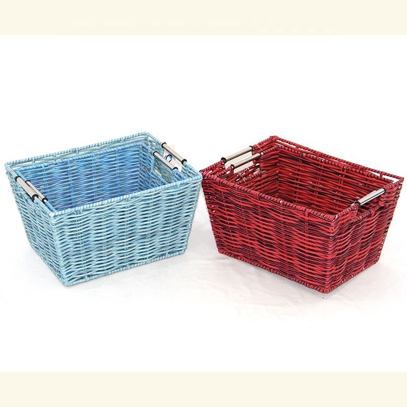 Handmade Wicker Storage Baskets Set Shelf Woven Decorative Home Organizing Bins