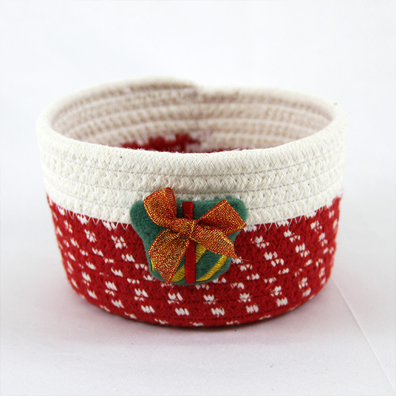 New Christmas Candy Storage Basket Decoration  Storage Basket Woven Bamboo Christmas Gift Basket