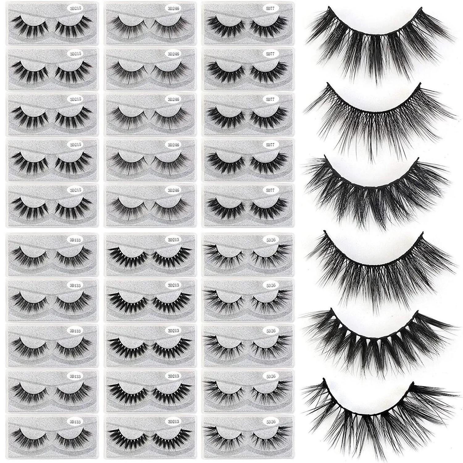 False Lashes Mink Wholesale Fluffy Eyelash Bulk 30 Pairs 5D Faux Mink Eyelashes Pack Individual