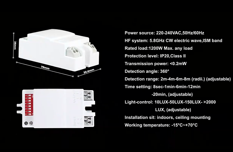 China Supplier Pdlux PD-MV1027-Z Manufacturer Doppler Motion Detector Radar Microwave Sensor for Light Switch