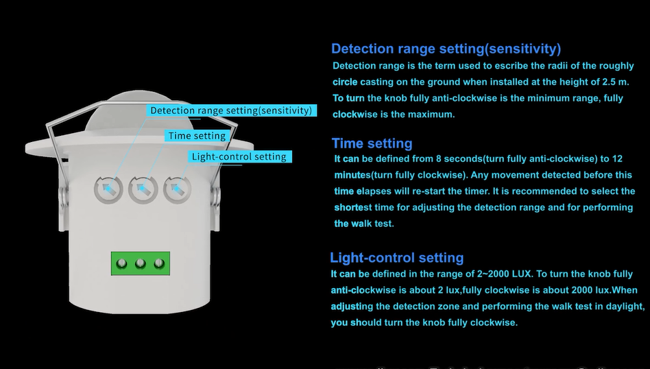 Pdlux PD-MV1018B 360 Degree Microwave Motion Sensor Smart Motion Detector Radar Sensor Light Switch