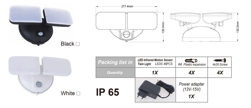 PDLUX PD-2P-A LED Motion Detector Lights with Pir Motion Detector New Style IP65 Waterproof PVC Plastic Modern Voice Light Usb