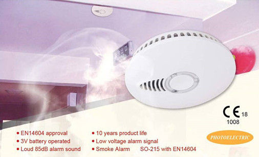 PDLUX PD-SO-215 10 Years Sealed Battery Operated DC3V Standalone Photoelectric Smoke Alarm Fire Alarm With En14604