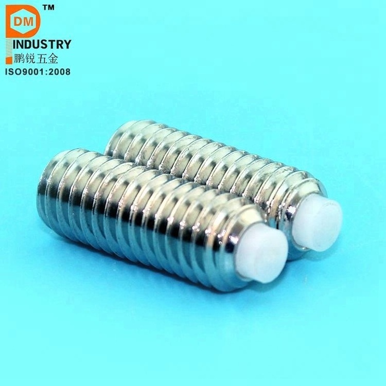 PDM Stainless Steel Nylon Tip Grub Screw, Hex Socket Rubber Tipped Set Screws With Plastic Tip