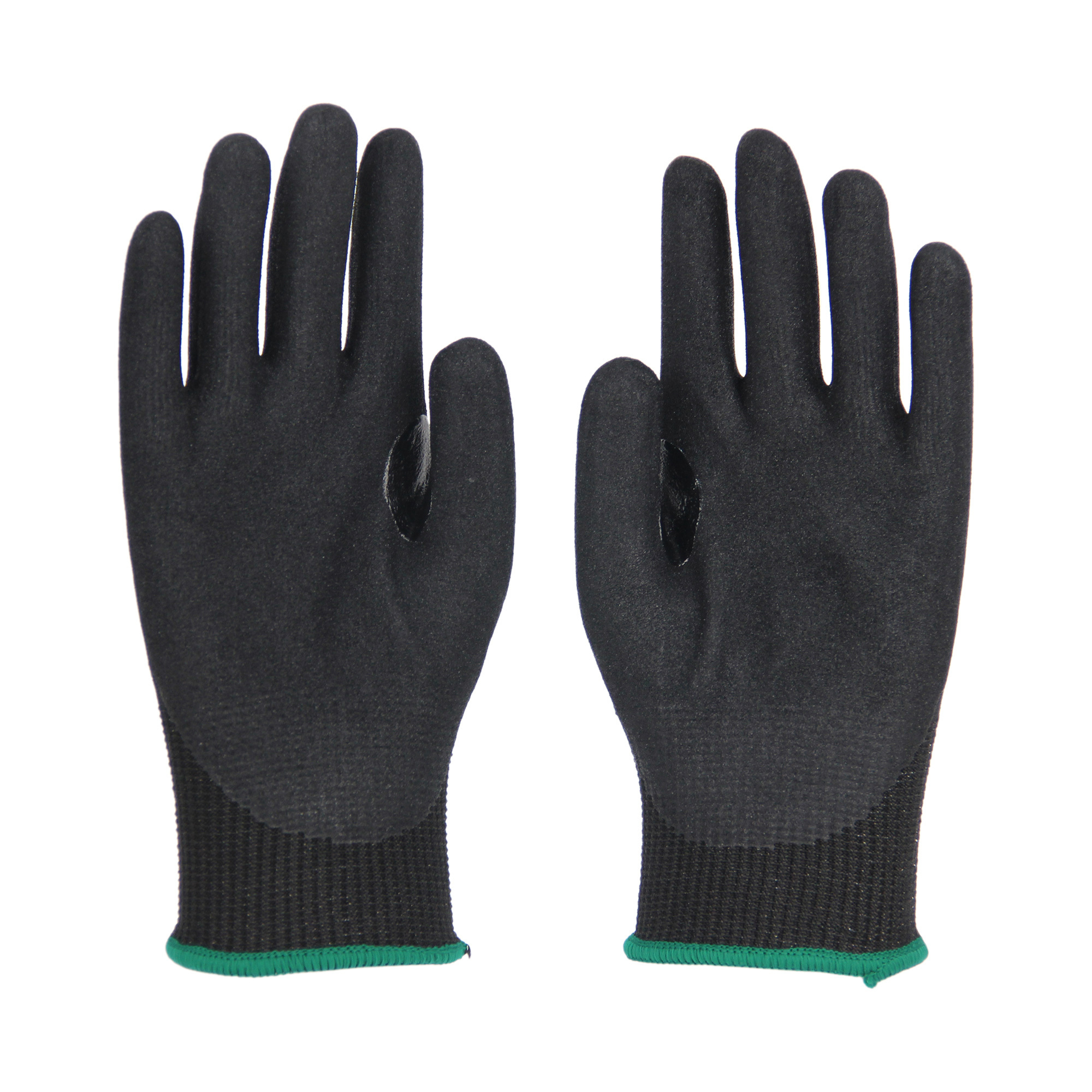 2024 Manqian new Black HPPE polyester gloves palm coated black nitrile layer foam frosted safety gloves