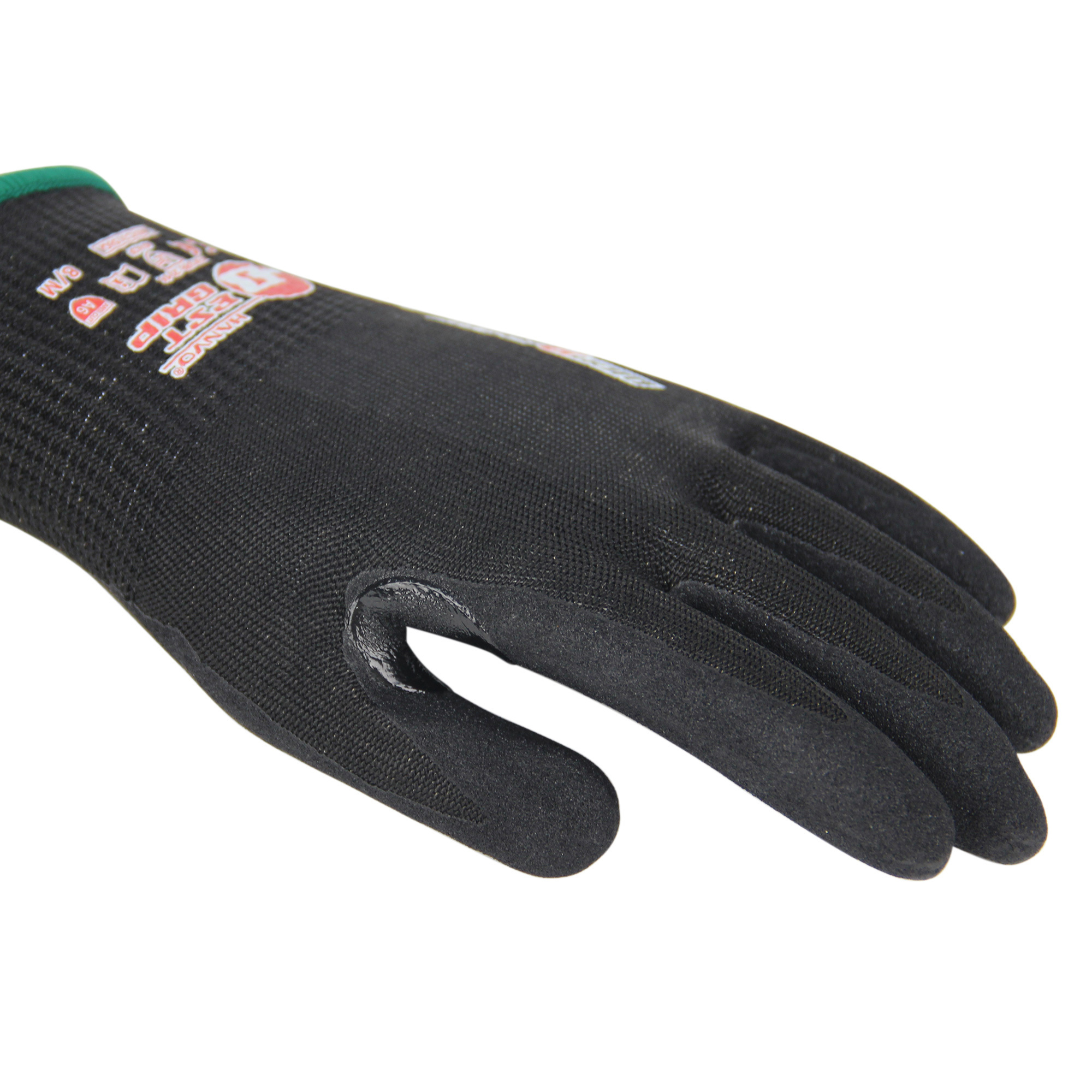 2024 Manqian new Black HPPE polyester gloves palm coated black nitrile layer foam frosted safety gloves