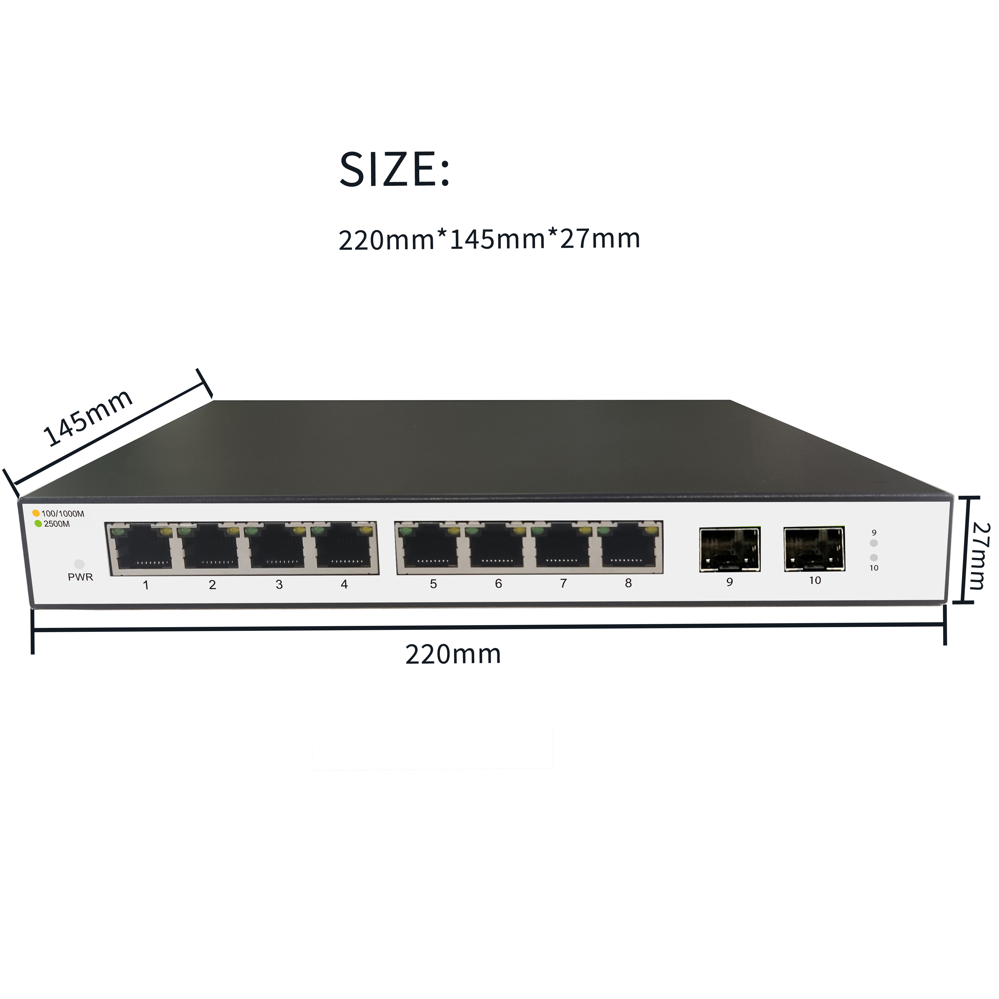 2.5G L2 Managed PoE Switch with 8*2.5G+2*10G SPF RJ45 Ports 802.3af/at (PoE+) Full Network Switches