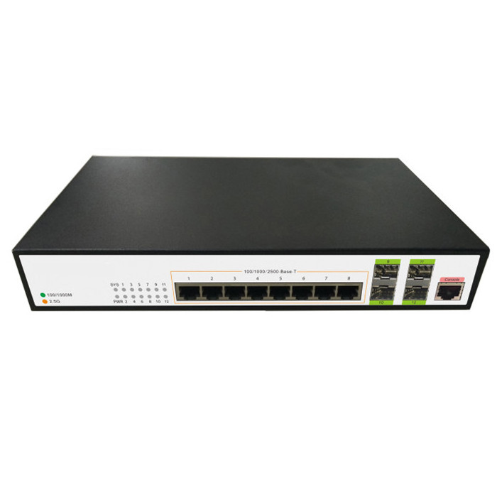 12-Port 8*2.5G 4*10G SFP+ 2.5 Gmanaged desktop switch with sfp port l3 switch 10G uplink Network Switches Wall or Rackmount