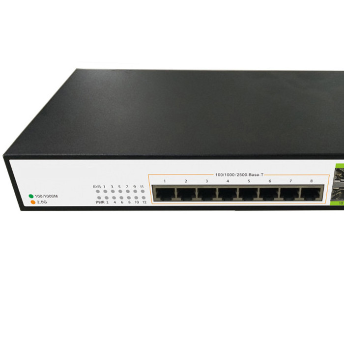 12-Port 8*2.5G 4*10G SFP+ 2.5 Gmanaged desktop switch with sfp port l3 switch 10G uplink Network Switches Wall or Rackmount