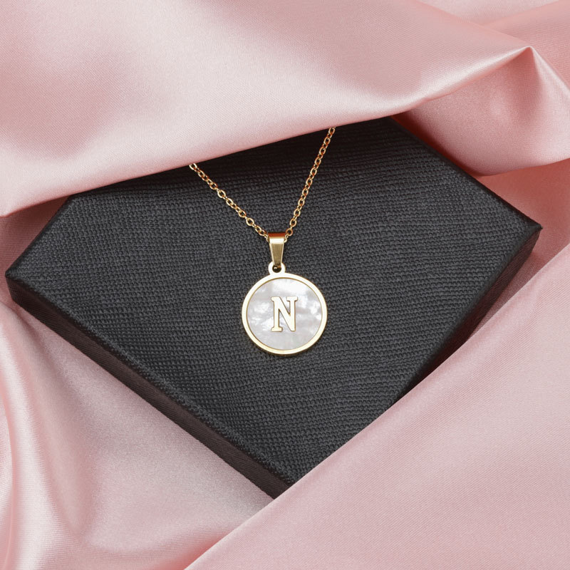 18k Gold Plated Initial Letter Necklace Old English Necklace Personalized Square A-Z Alphabet Necklace Stainless Steel Jewelry