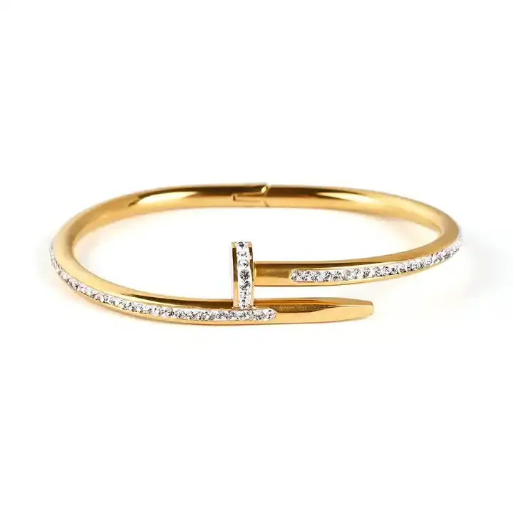 Wholesale Stainless Steel Cuff Creative gold plated Jewelry For Women And Girls Bangle With Zircon mother Bracelets for gift