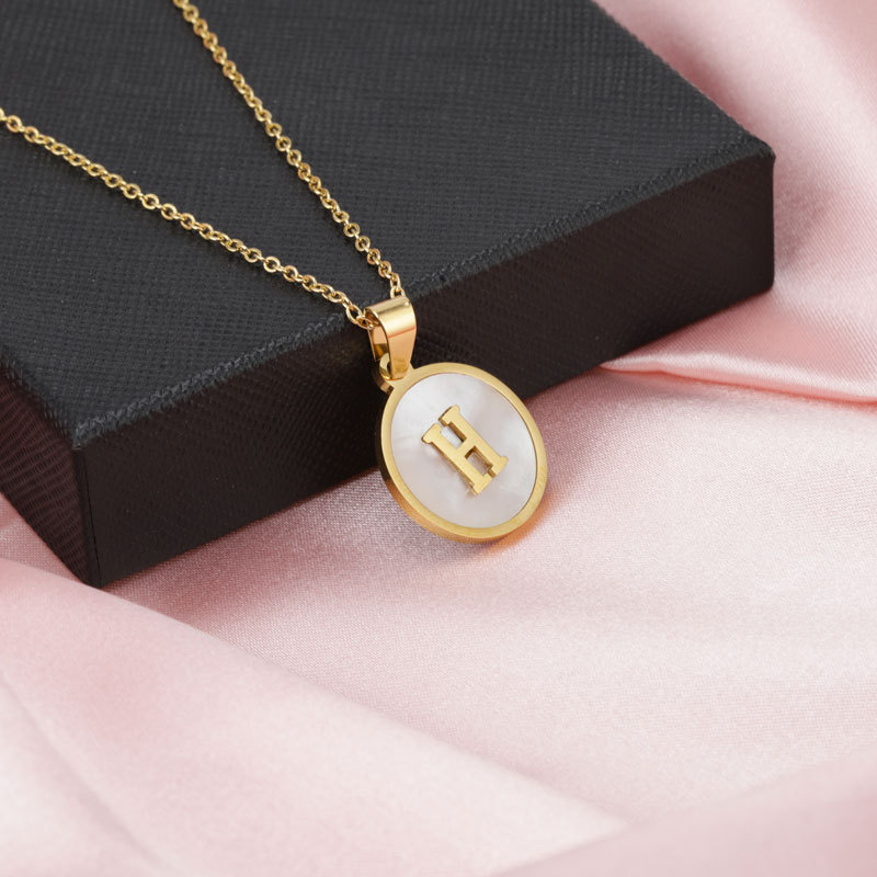 18k Gold Plated Initial Letter Necklace Old English Necklace Personalized Square A-Z Alphabet Necklace Stainless Steel Jewelry