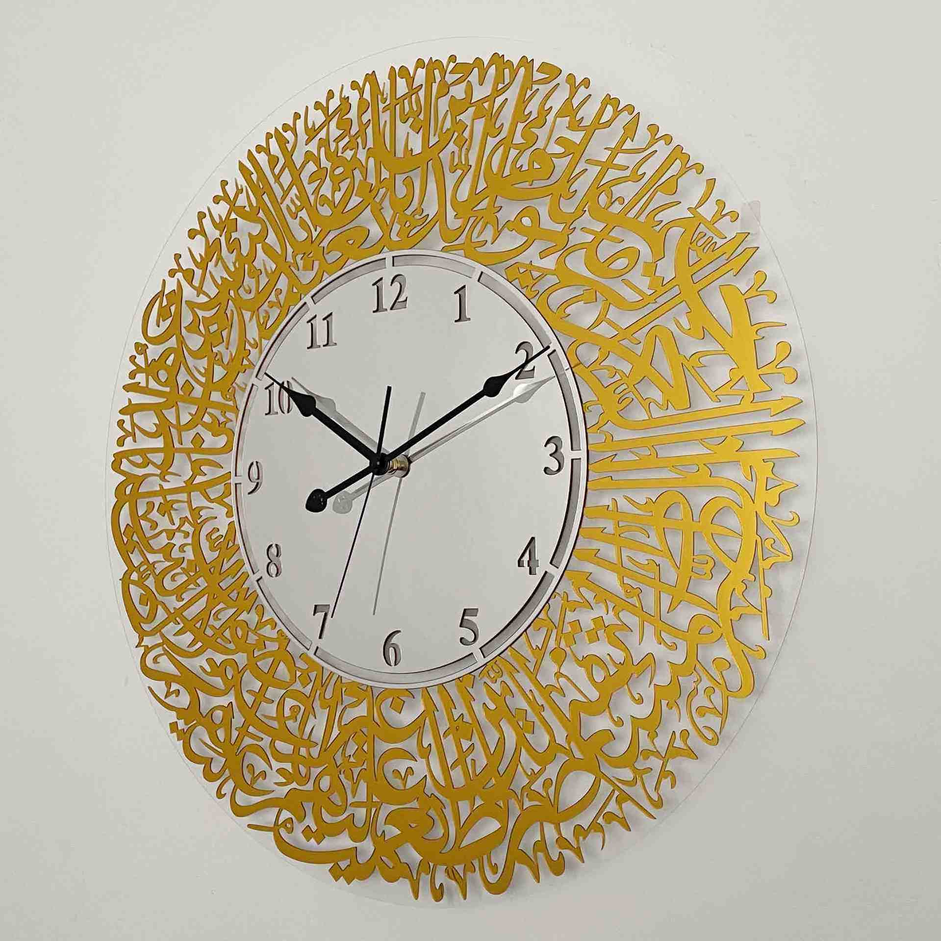 best selling acrylic mirror wall clock islamic calligraphy word art interior wall clock 3d mural