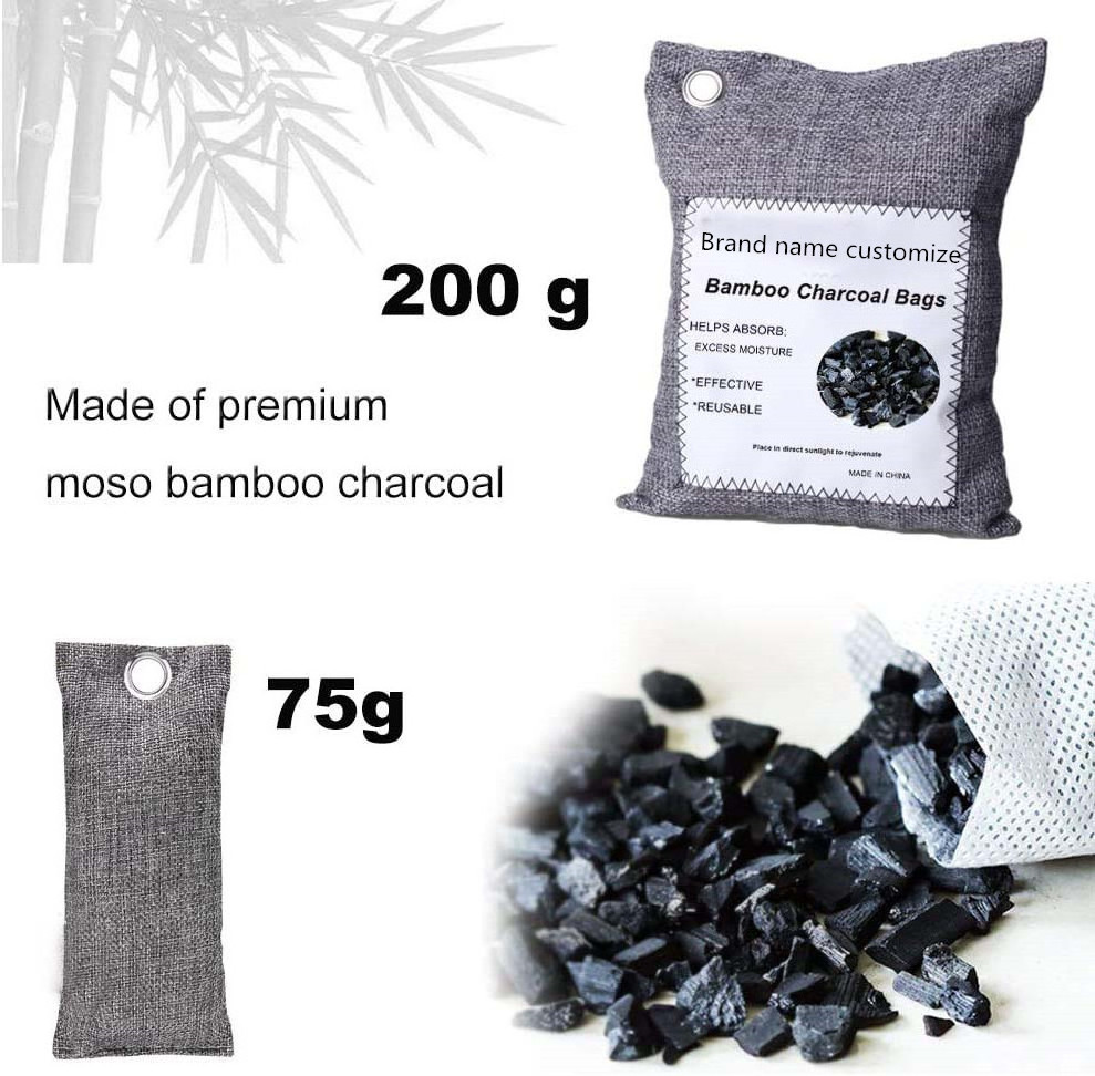 12 Pack Bamboo Charcoal Bag Shoe Deodorizer 200G 75G Activated Carbon Bag For Home