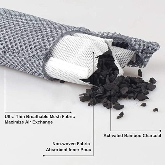 Breathable Mesh Fabric Bamboo Charcoal Shoe Deodorizer Air Purifying Bag Shoe Odor Absorber