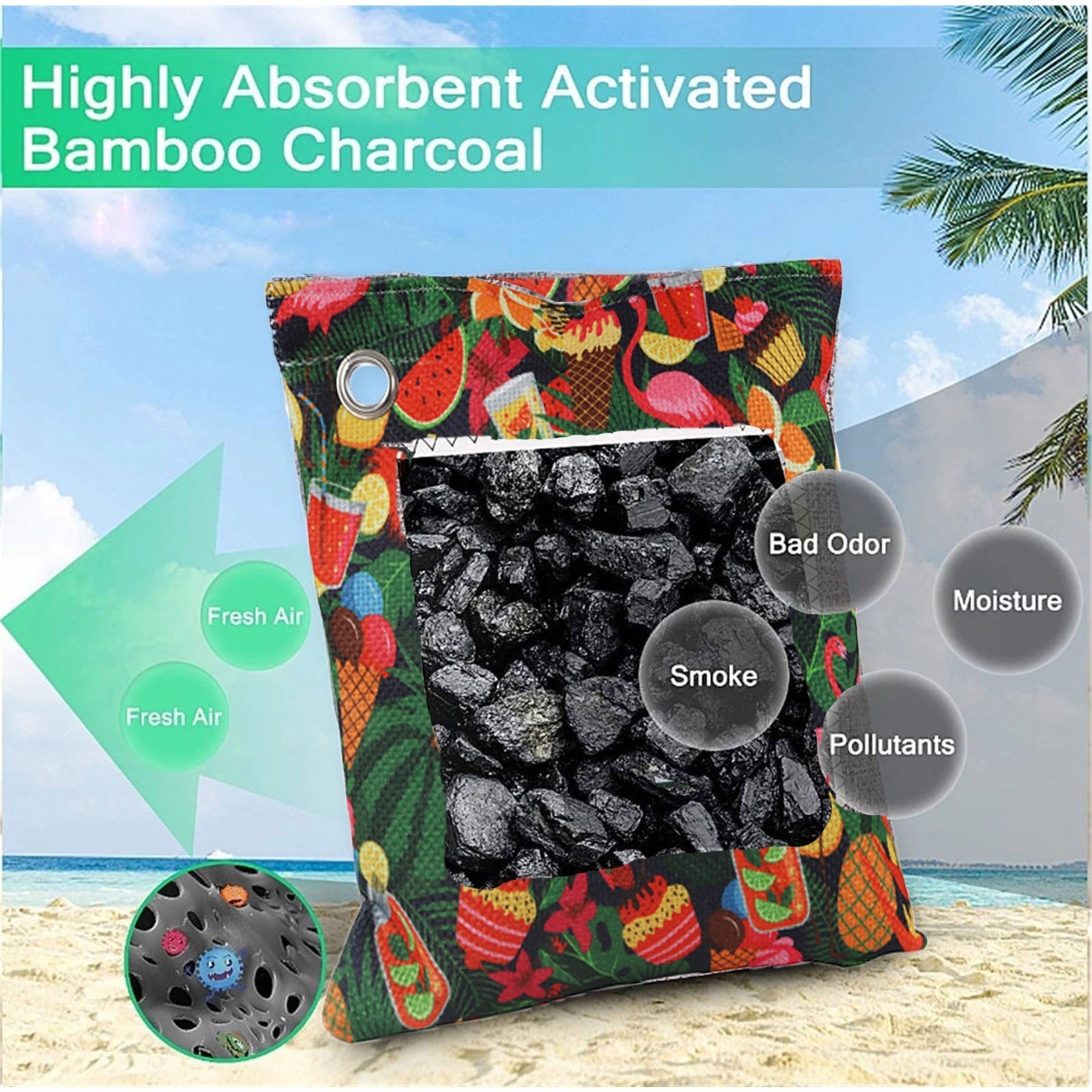 Freshening Odor 200g Absorber Bamboo Charcoal hanging wardrobe air freshener Purifying Bags For Closets