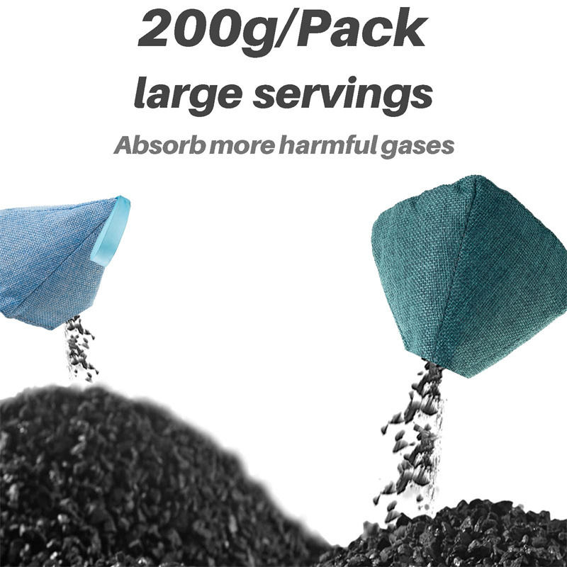 200g Pyramid Bamboo Charcoal Bag Odor Absorber Activated Carbon Air Purification Pack for Home, Car Shoes, Closet, Pet